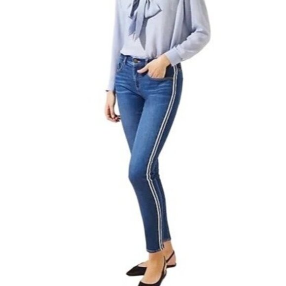LOFT Denim - (5 for $25)  LOFT Side Stripe Modern Skinny Crop Jeans size 27/4